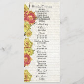 Elegant geel bloemenkerk bruiloft programma (Achterkant)