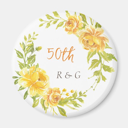 Elegant Geel Bruiloft Jubileum 50e Monogram Magneet (Voorkant)