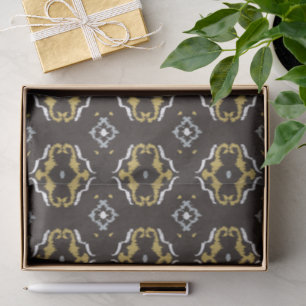 Elegant geel bruin ikat stammenpatroon tissuepapier