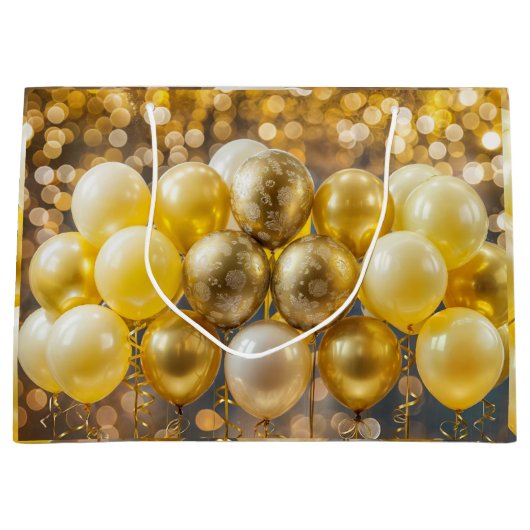 Elegant geel en goud ballon inpakpapier groot cadeauzakje (Voorkant)