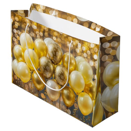 Elegant geel en goud ballon inpakpapier groot cadeauzakje (Achterkant Gekanteld)