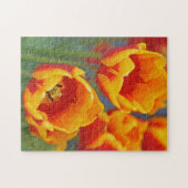 Elegant Geel en Rood Tulip Vloerportret Legpuzzel (Horizontaal)