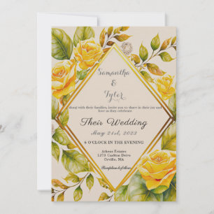 Elegant Geel Floral Botanische Waterverf Weddensch Kaart