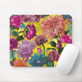 Elegant geel Floral monogram Muismat (Met muis)