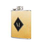 Elegant geel geborsteld met eenvoudig goudmonogram heupfles (Links)