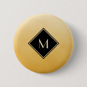 Elegant geel geborsteld met eenvoudig goudmonogram ronde button 5,7 cm