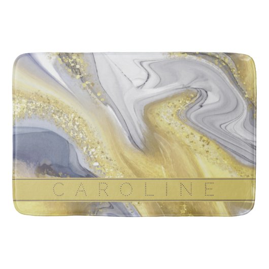 Elegant Geel Geel Grijs/Goud Goud Goud Effectennaa Badmat (Voorkant)