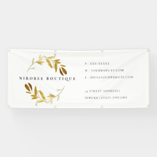 Elegant Geel Goud Bladblad Krans Zakelijke winkel Spandoek