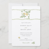 Elegant Geel Goud Groen Bruiloft Kaart (Voorkant)