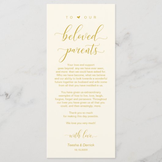 Elegant Geel Goud, Plaats de instelling Hartelijk  Programma (Voorkant)