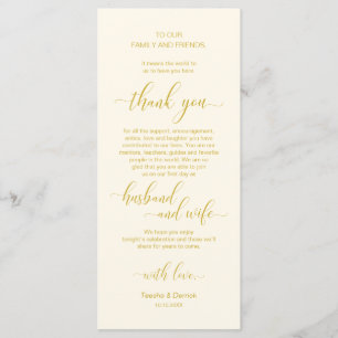 Elegant Geel Goud, Plaatsinstelling Dank u kaart