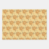 Elegant geel goud Sinaasappel bloemen op bruin Inpakpapier Vel (Voorkant 2)