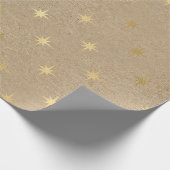 Elegant geel goudkerststerpatroon cadeaupapier (Hoek)