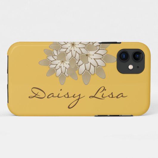 Elegant geel grijs Lotus Flower - Gepersonaliseerd Case-Mate iPhone Case (Achterkant (horizontaal))