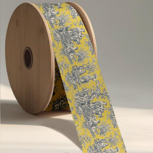 Elegant geel grijs toile de jouy lint