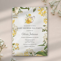 Elegant Geel Groen Bloemen Tea Party Baby shower
