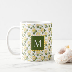 Elegant geel Hydragea bloemenmonogram Koffiemok