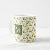 Elegant geel Hydragea bloemenmonogram Koffiemok (Voorkant links)