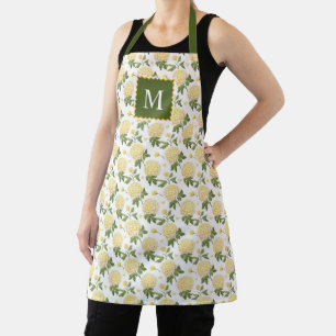 Elegant geel Hydragea bloemenmonogram Schort