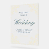 Elegant geel  Lijst bruiloft welkom Acryl Bord (Hoek)