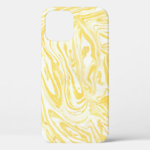 Elegant geel marmer: handgetekende textuur iPhone 12 hoesje