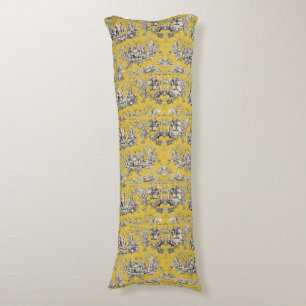 Elegant  geel meer toile de jouy lichaamskussen