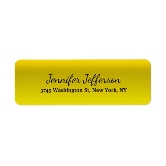 Elegant Geel Modern Handschrift Plain Etiket (Voorkant)
