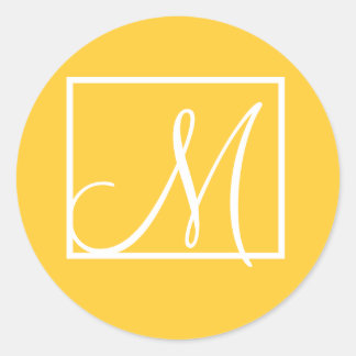Elegant Geel Monogram Bruiloft Uitnodiging Label