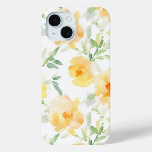 Elegant geel perzik sinaasappel waterverf floraal Case-Mate iPhone case (Achterkant)