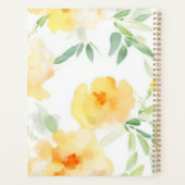 Elegant geel perzik sinaasappel waterverf floraal planner (Achterkant)