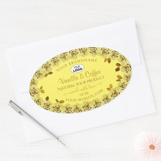 Elegant geel product Labels bloeiende Rozen Logo (Envelop)
