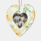 Elegant geel sinaasappel waterverf familiefoto keramisch ornament (Links)