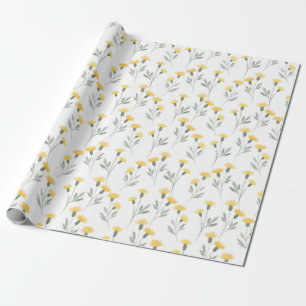Elegant Geel Waterverf Bloemen Bloesem Patroon Cadeaupapier