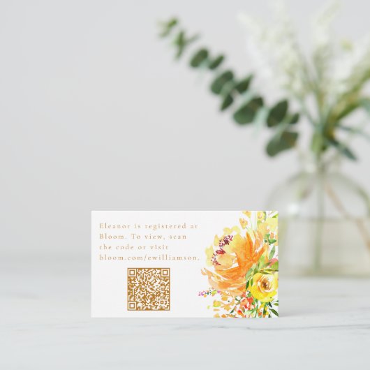 Elegant Geel Waterverf Bloemen Vrijgezellenfeest Q Informatiekaartje (Staand voorkant)