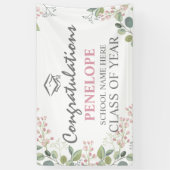 Elegant Gefeliciteerd Floral 2025 Afstuderen Spandoek (Verticaal)