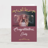 Elegant Gefeliciteerd Ornament Foto Afstuderen Kaart (Voorkant)