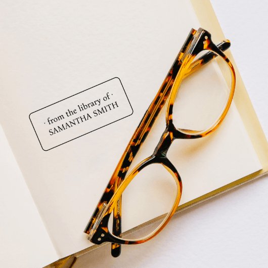 ELEGANT GEFRAMEERD NAAM EX-LIBRIS BIBLIOTHEEK 	RUBBERSTEMPEL