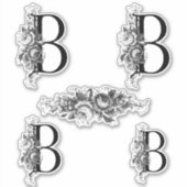 Elegant gegraveerd bloemmonogram letter B Sticker (Voorkant)