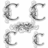 Elegant gegraveerd bloemmonogram letter C Sticker (Voorkant)