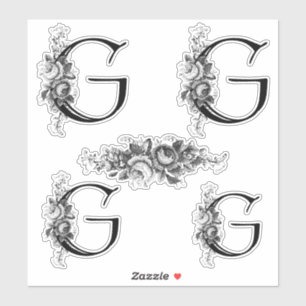 Elegant gegraveerd bloemmonogram letter G Sticker