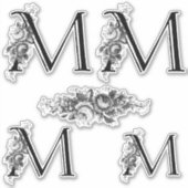 Elegant gegraveerd bloemmonogram letter M Sticker (Voorkant)