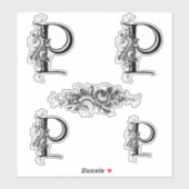 Elegant gegraveerd bloemmonogram letter P Sticker (Vel)