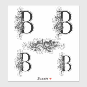 Elegant gegraveerd Floral Monogram Letter B Sticker
