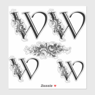 Elegant gegraveerd Floral Monogram Letter W Sticker