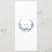 Elegant gegraveerd Frans Blauw Bloemen Menu (Achterkant)