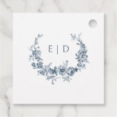 Elegant gegraveerd Frans Blauw Bloemen Toile Bedankjes Labels (Achterkant)