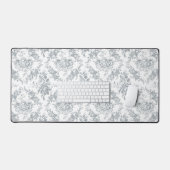 Elegant gegraveerd Grijs en Wit Bloemen Toile Bureaumat (Keyboard & Muis)