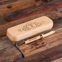Elegant gegraveerd Monogram Hoesje en Houden Pen