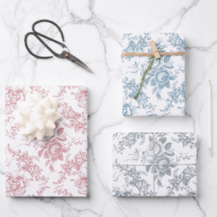 Elegant gegraveerd pasta Floral Toile Inpakpapier Vel