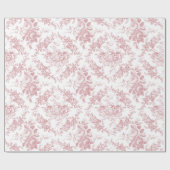 Elegant gegraveerd Roze en Witte Floral Toile Cadeaupapier (Vlak)